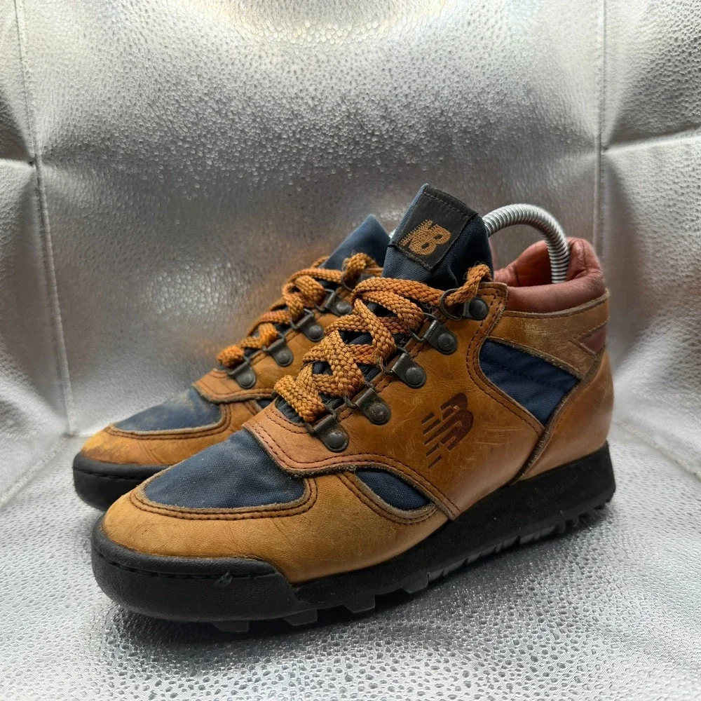 Size 6.5B New Balance Brown Blue Mens Lace-Up Suede Leather Rainier Hiking Boots